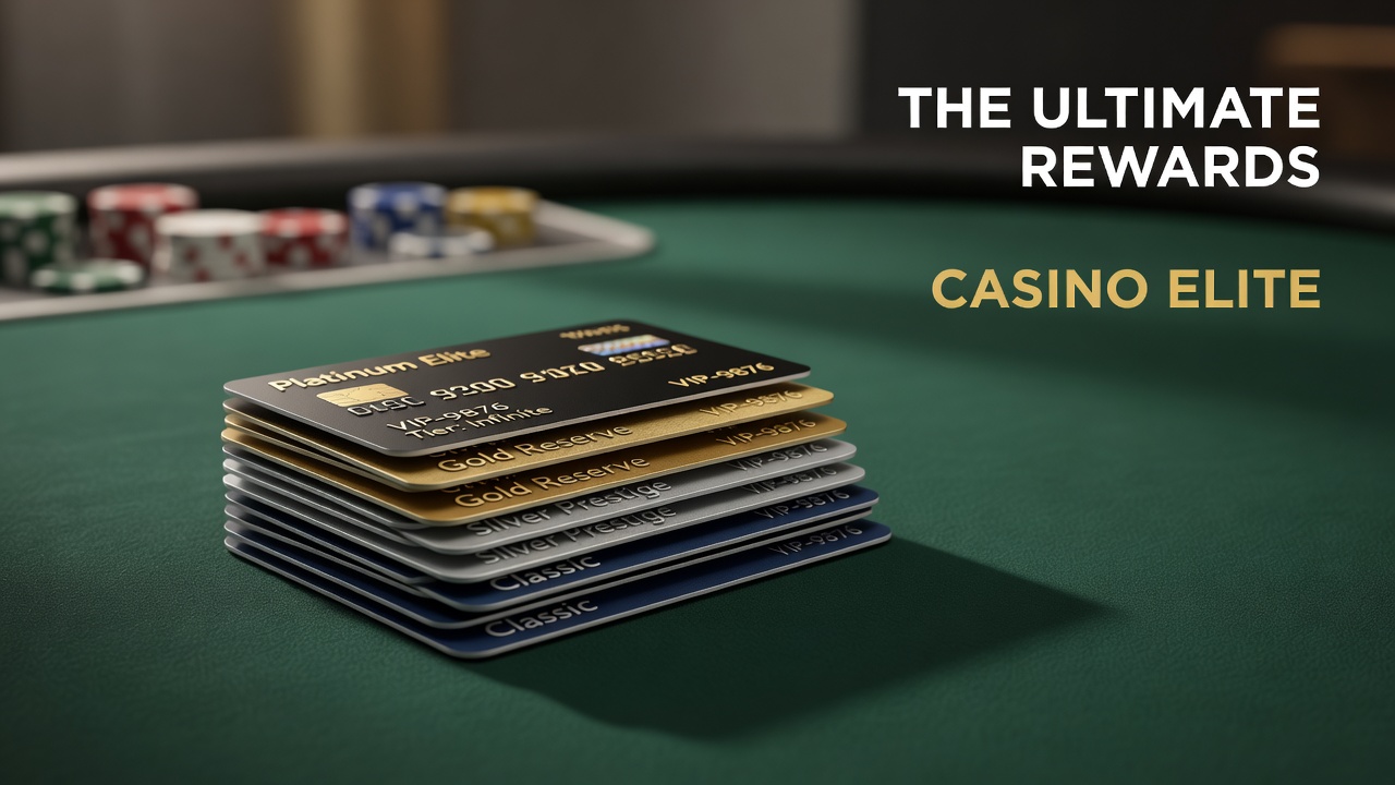 stacked casino reward cards on a felt table surface