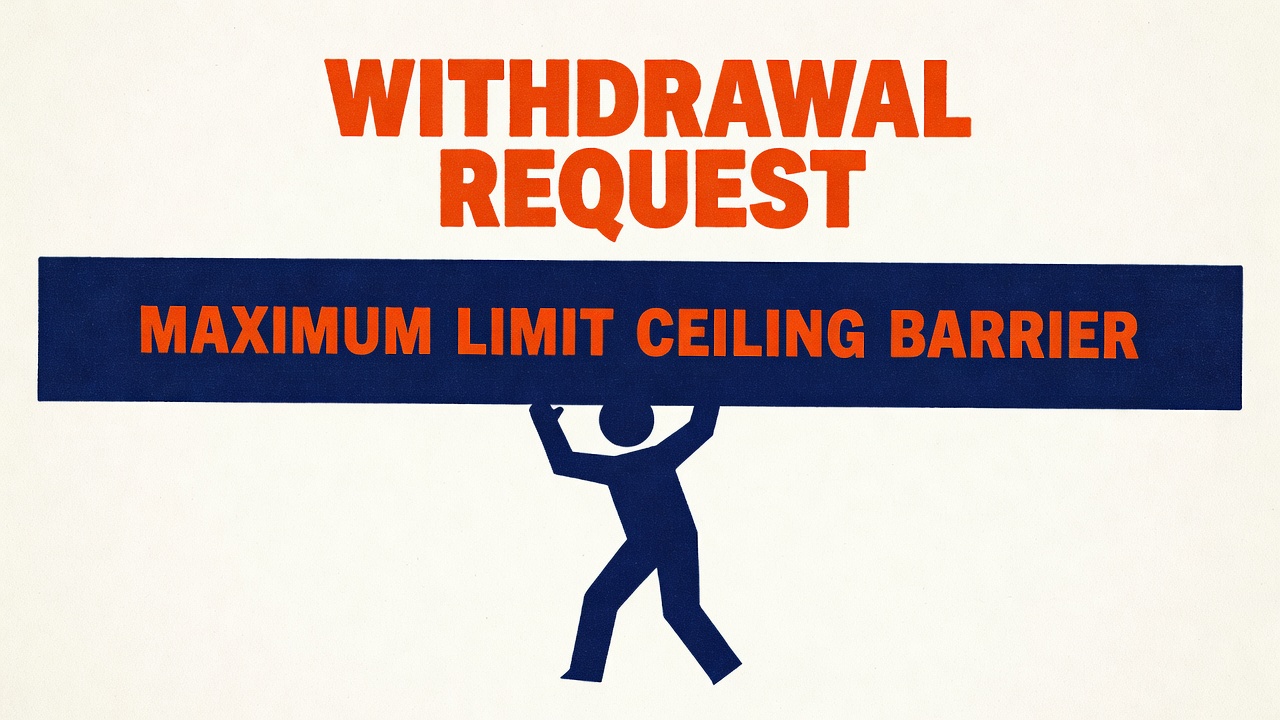 Withdrawal request with maximum limit ceiling barrier blocking further access