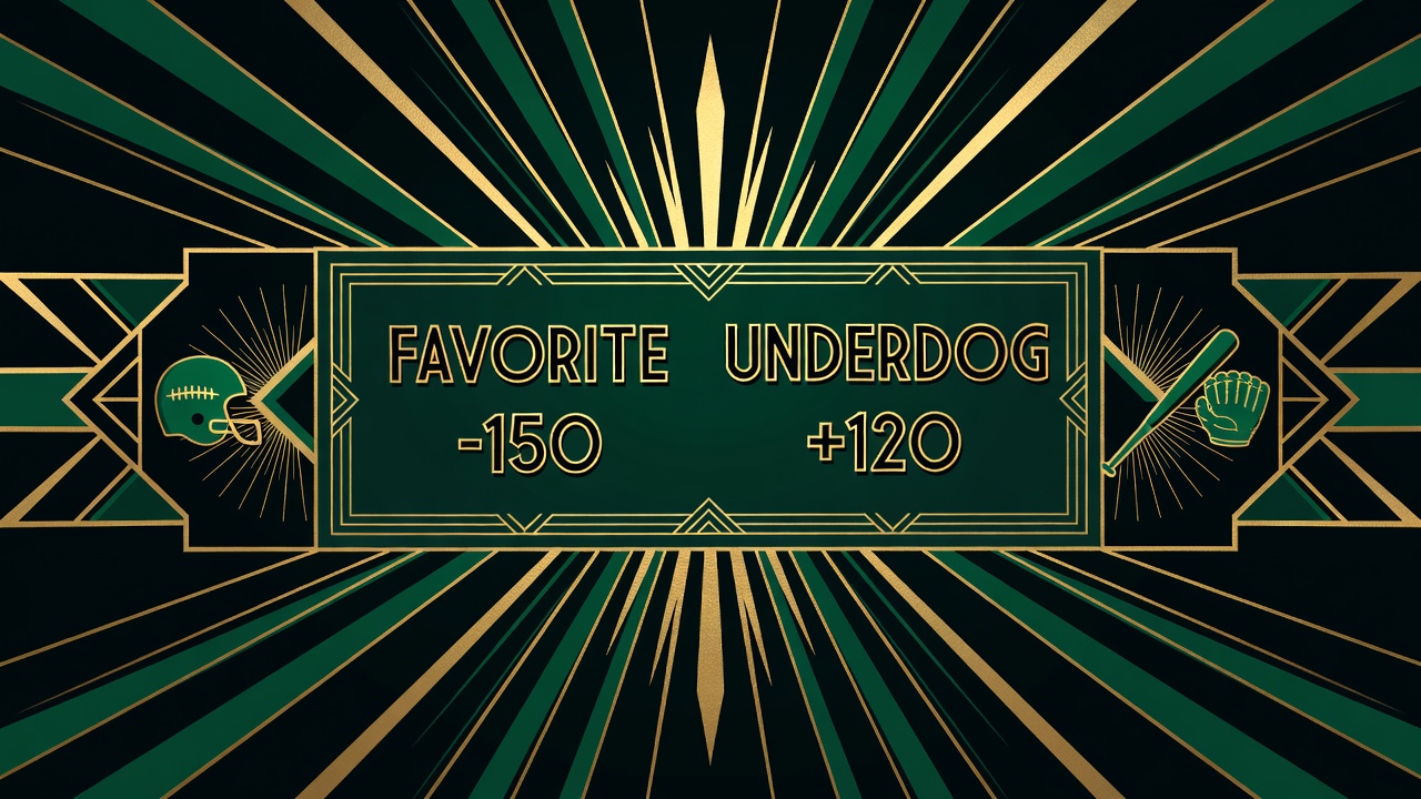 Sports betting slip with favorite and underdog odds listed side-by-side