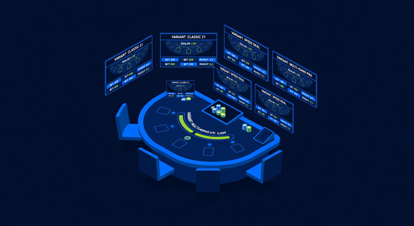 Live blackjack table interior showing multiple variant configurations on screen