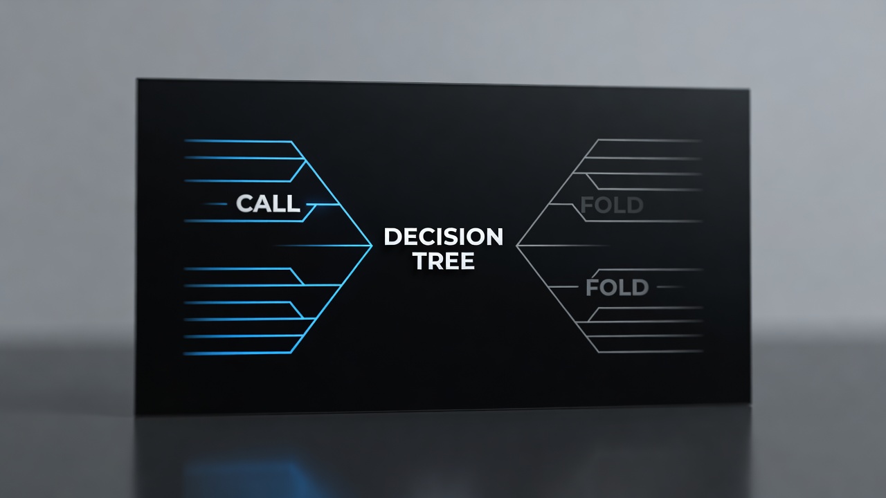 Decision tree diagram branching into call and fold pathway options