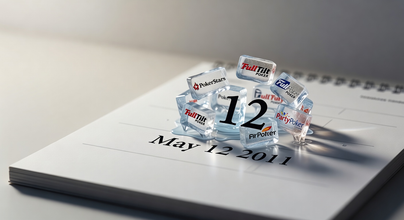 Calendar date May 12 2011 marked with frozen online poker site logos