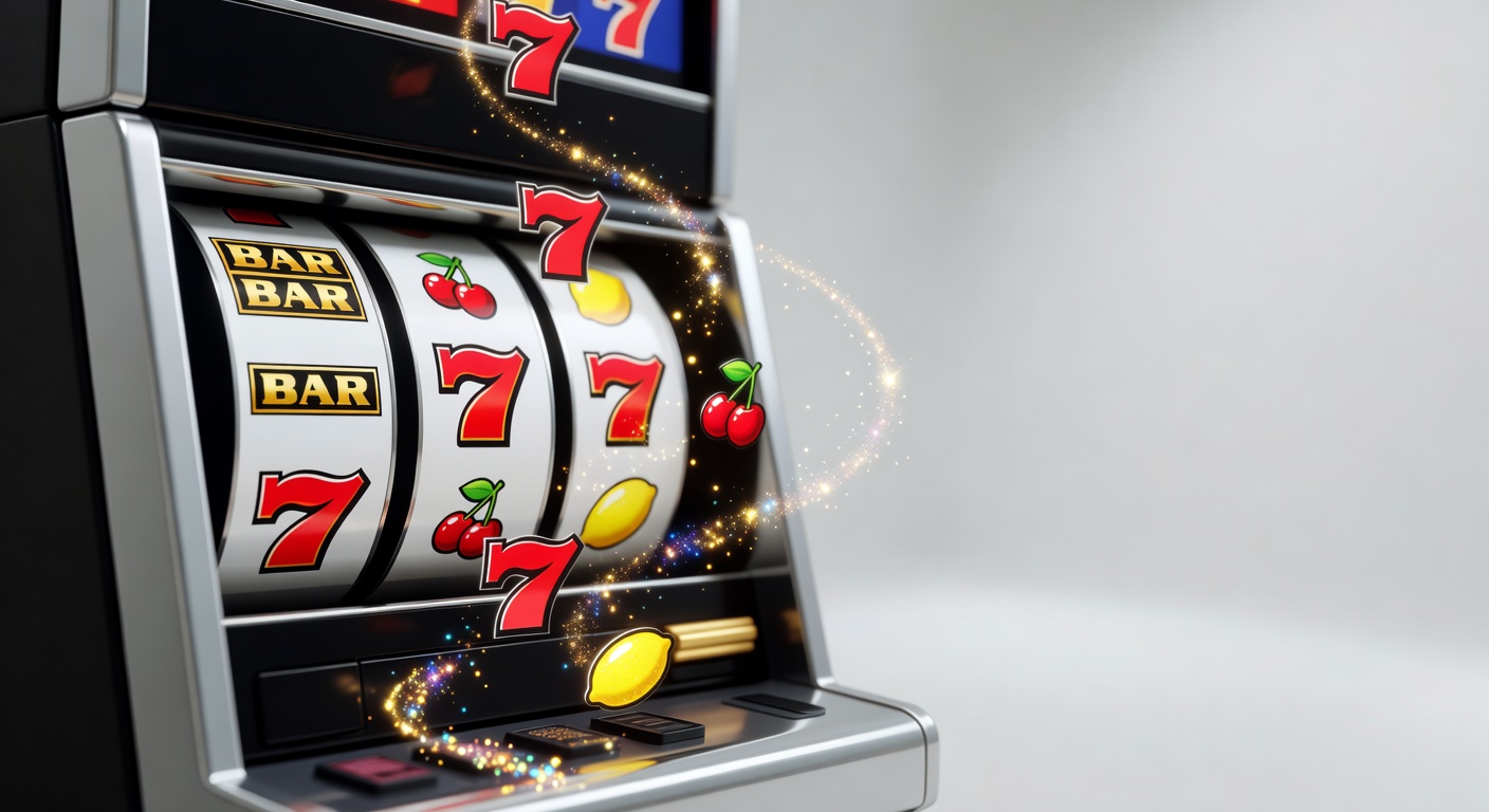 Slot machine cascading reel symbols tumbling down with sparkling visual effects