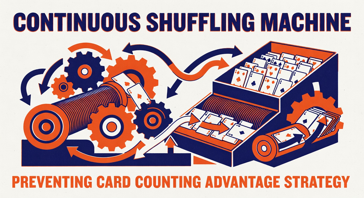 Continuous shuffling machine mechanism preventing card counting advantage strategy