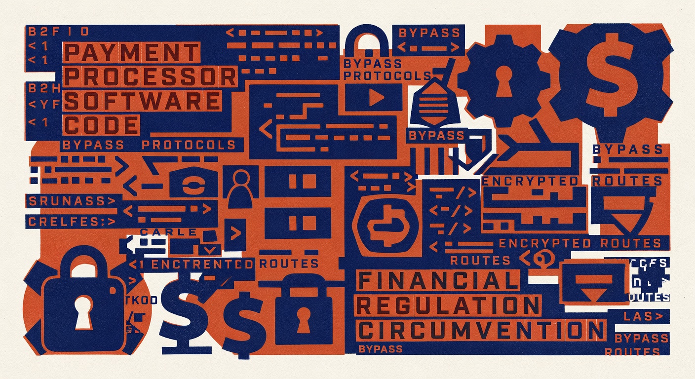 Payment processor software code and financial regulation circumvention technical details