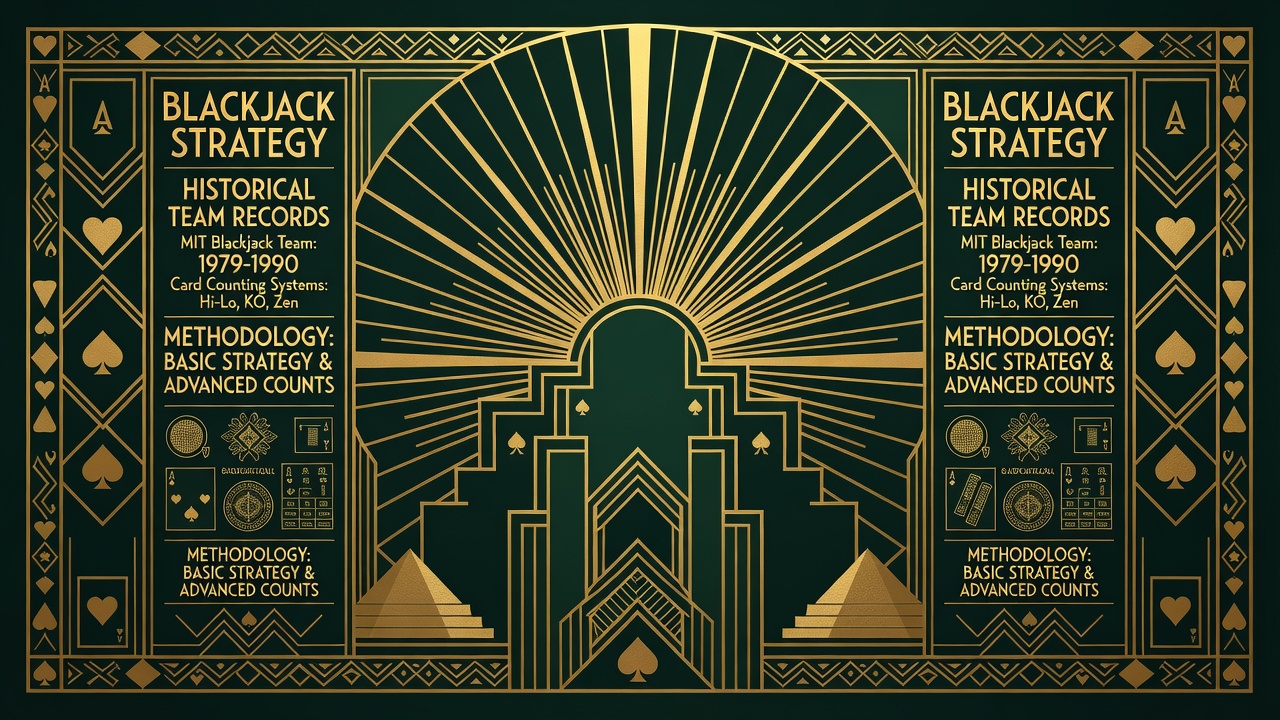 Blackjack strategy documentation and historical team records showing card counting methodology