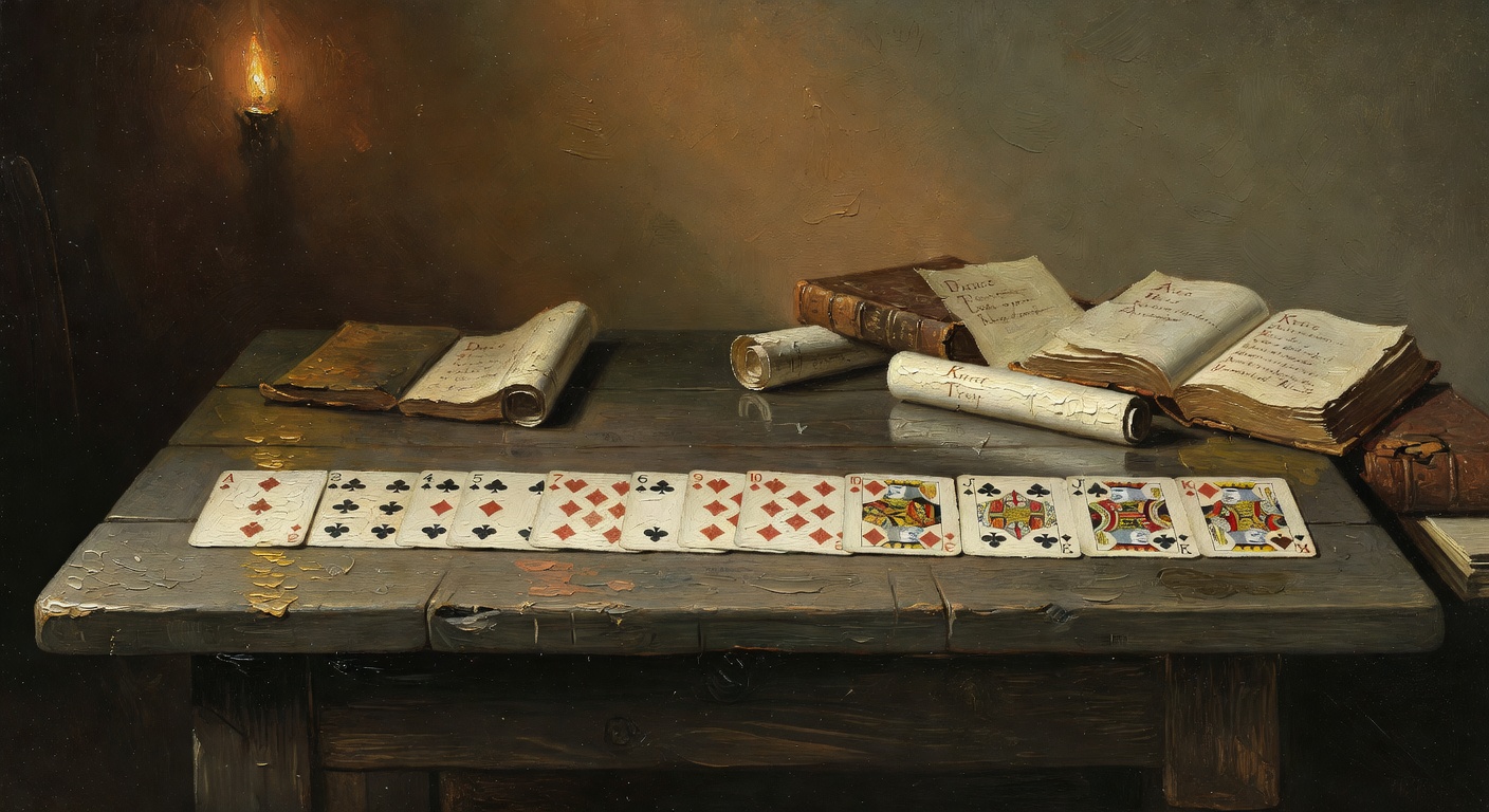 Blackjack card layout showing face value progression and comparison of historical card naming