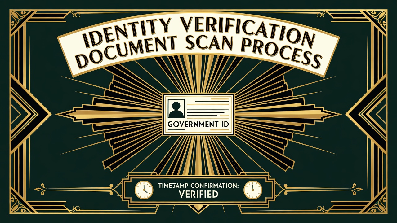 Identity verification document scan process displaying government ID and timestamp confirmation