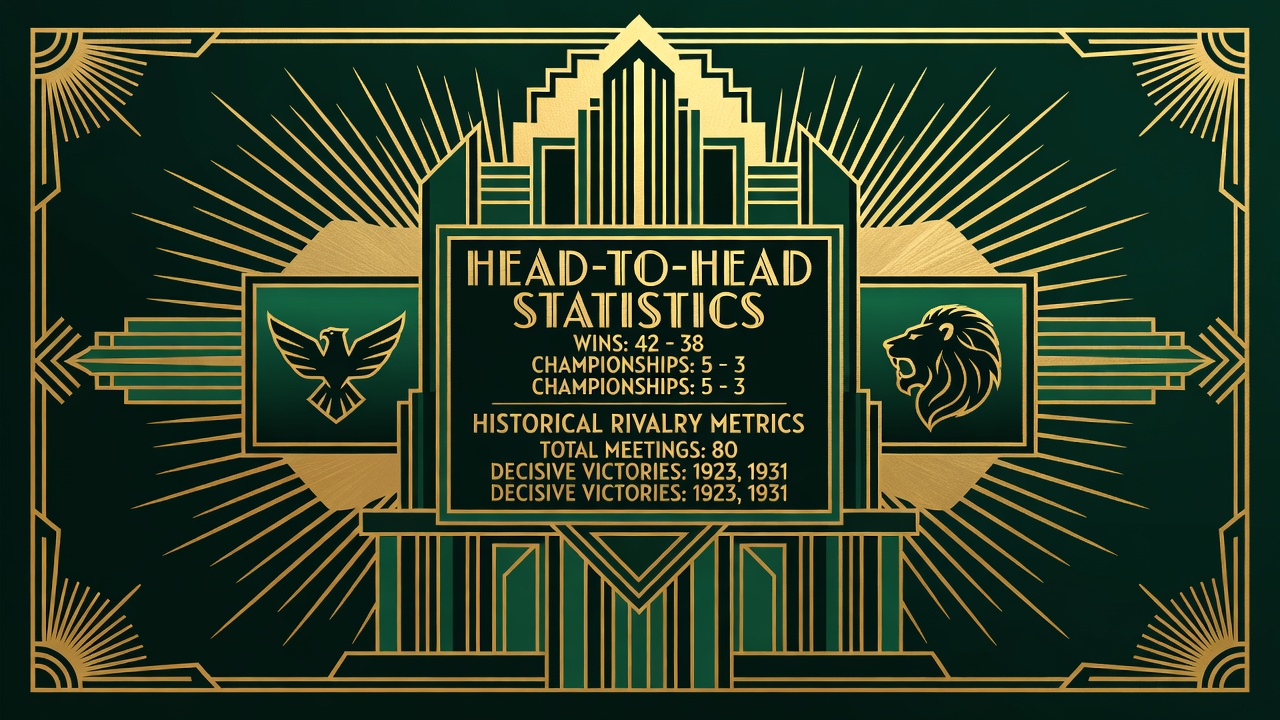 Sports scoreboard displaying head-to-head team statistics and historical rivalry metrics