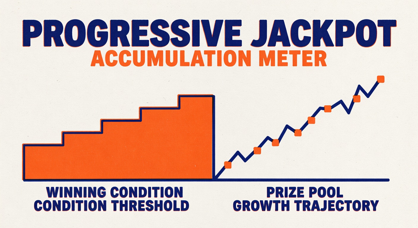 Progressive jackpot accumulation meter displaying winning condition threshold and prize pool growth trajectory