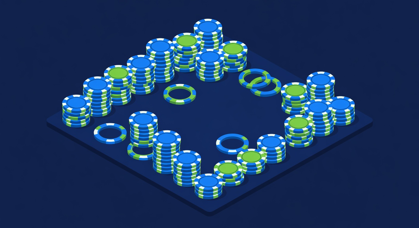 Stacked poker chips and tournament bracelet collection arranged on felt surface