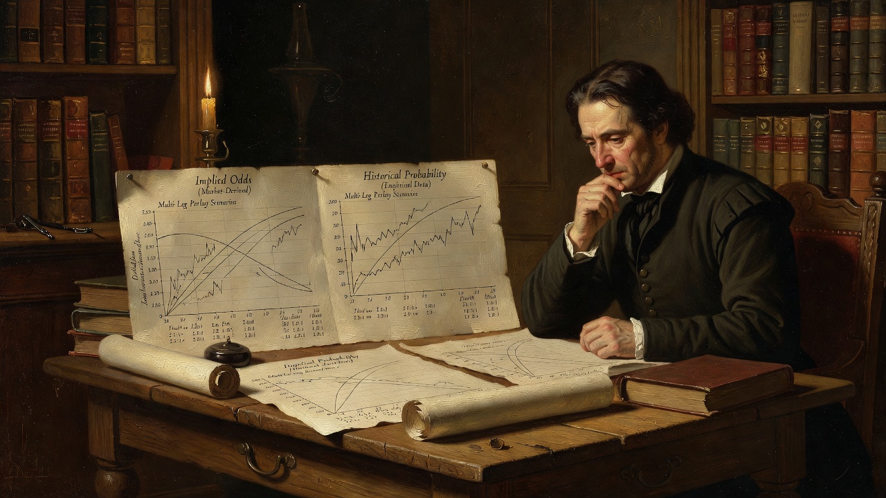 Advanced statistical model comparing implied odds versus historical probability in multi-leg betting scenarios