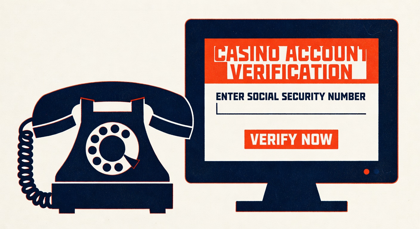 Telephone and computer screen showing social engineering casino account verification attempt