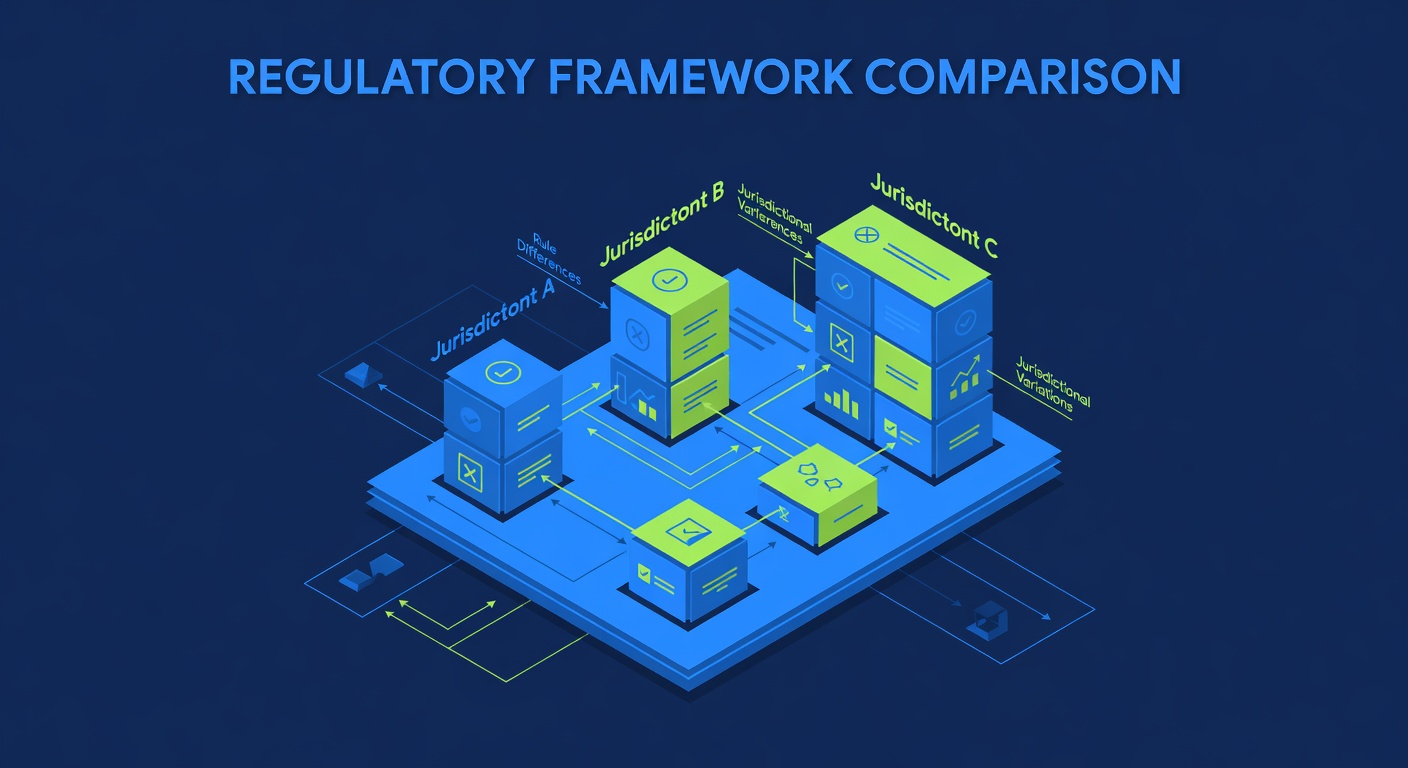 Regulatory framework comparison document showing three jurisdiction rule differences