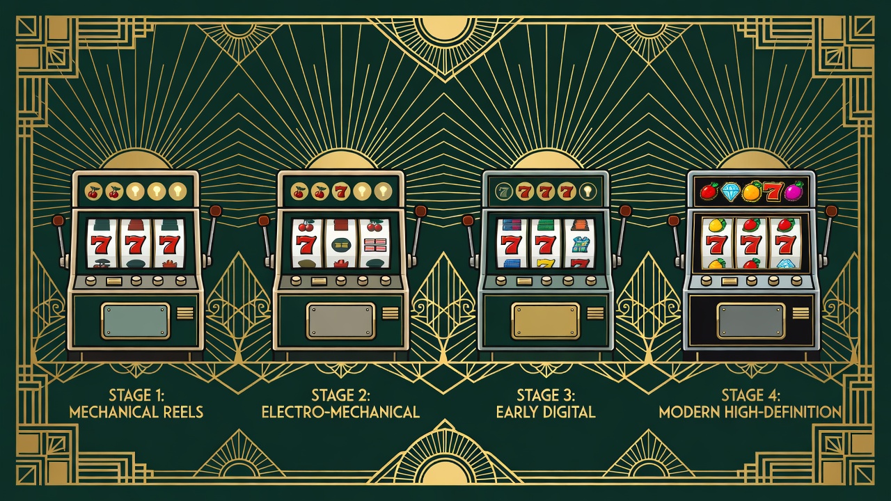 Slot machine graphics evolution comparison showing visual quality progression stages