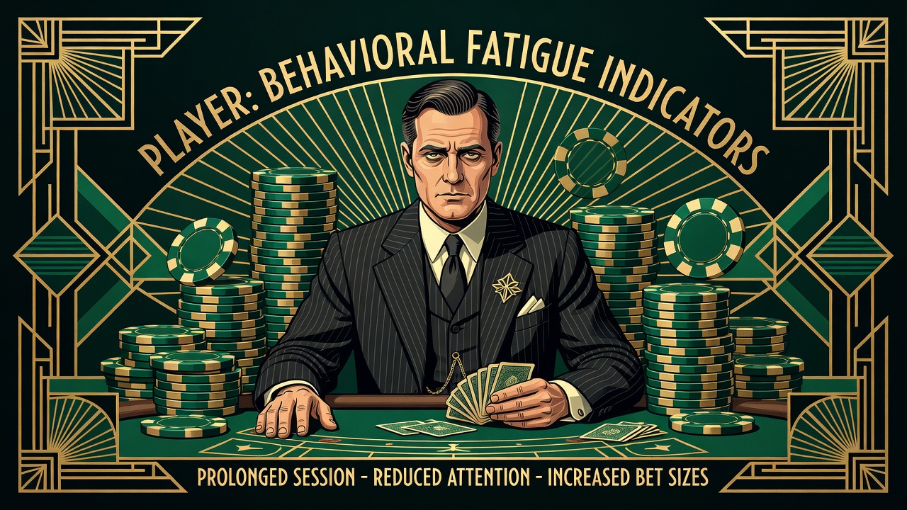 Player showing behavioral fatigue indicators after prolonged session with reduced attention and increased bet sizes