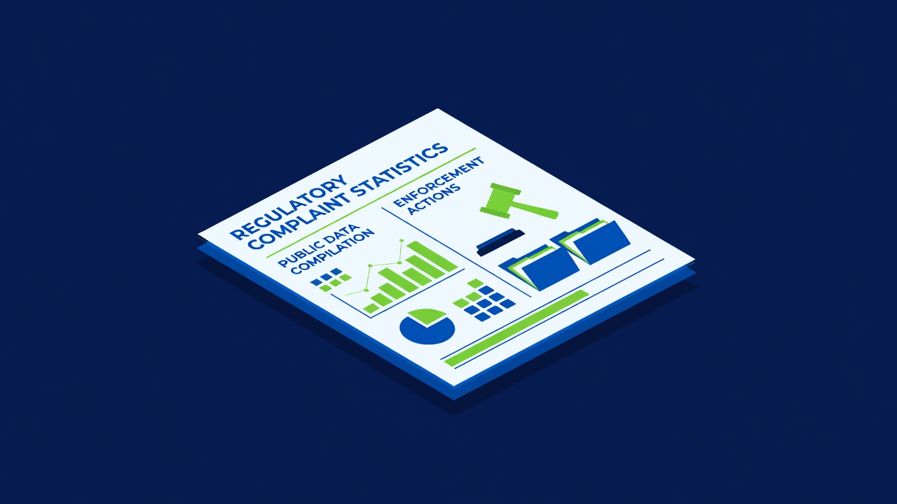 Regulatory complaint statistics document showing public data compilation and enforcement actions
